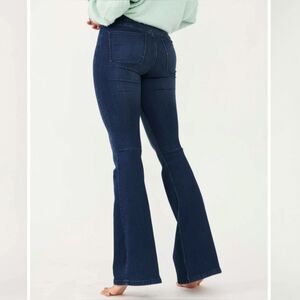 Free People Jeans Penny Pull On Flare Dark Wash Bell Bottoms Elastic Waist S:26R